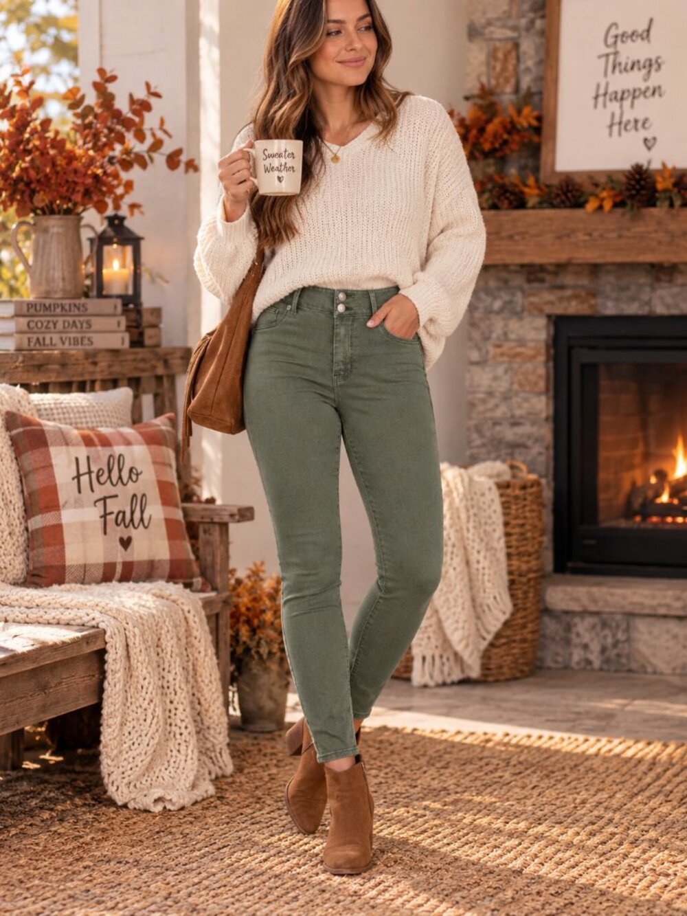 Maurices Pants "High Rise Super Skinny Ultimate Stretch" Green | Fall Cozy 🆕️
